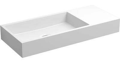 Fontein Clou Mini Wash Me Rechts 45x19x6cm Mirenaal Marmer Glans Wit (Met Voorbewerkt Kraangat)