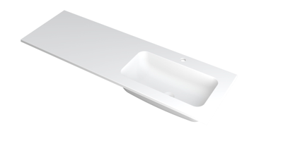 INK Faktor Wastafel Polystone Rechts met 1 Kraangat - 1400x450x15 mm - Mat Wit