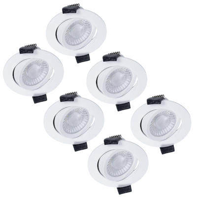 6 PACK - LED&apos;s Light PRO downlight inbouwspot Ø 68mm - Spatwaterdicht - Dimbaar - Universeel - Wit
