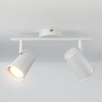 Riga - LED plafondlamp - 8 watt 690 lumen - 2 spots - 2700K Warm wit - Draaibaar en dimbaar - GU10 - Kantelbaar - Plafondspot - IP20 Voor binnen - Wit - thumbnail