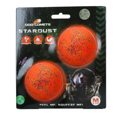Dog Comets Ball Stardust Oranje M 2-pack Dog Comets Ball Stardust Oranje M 2-pack