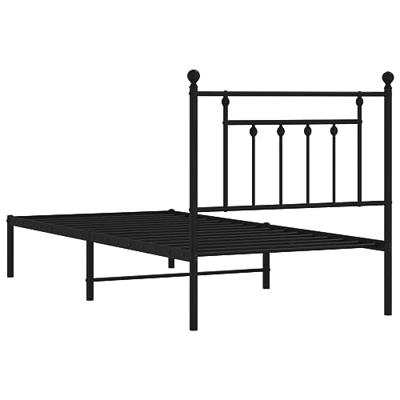Bedframe met hoofdbord metaal zwart 90x190 cm