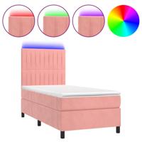 Boxspring met matras en LED fluweel roze 140x190 cm - thumbnail