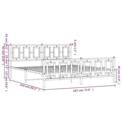 Bedframe met hoofd- en voeteneinde metaal wit 183x213 cm Bedframe met hoofd- en voeteneinde metaal wit 183x213 cm