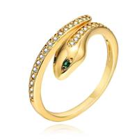 Cilla Jewels Damesring met Slangmotief en Groene Zirkonia Ogen - thumbnail