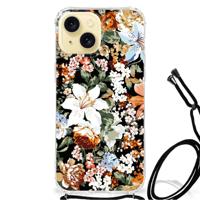 Case voor Apple iPhone 15 Dark Flowers - thumbnail