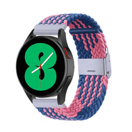 Braided nylon bandje - Blauw / roze - Samsung Galaxy Watch Active 2 - thumbnail