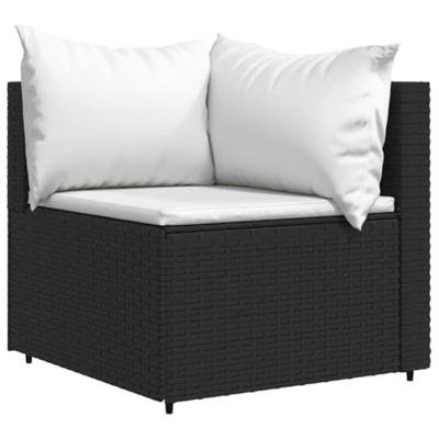Tuinhoekbanken met kussens 2 st poly rattan zwart - thumbnail