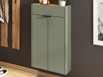Wandkast AMEYA 2 deuren 1 lade 56 cm groen/navarra eik (verticaal)