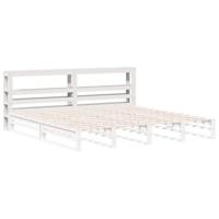 Hoofdbord met schappen 200 cm massief grenenhout wit - thumbnail