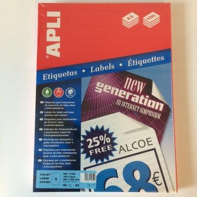 Apli laser A3 etiketten 297x420 mm 100