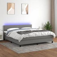 Boxspring met matras en LED stof donkergrijs 180x200 cm - thumbnail