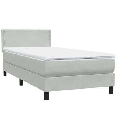 Boxspring met matras en LED fluweel lichtgrijs 80x220 cm