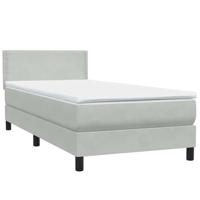 Boxspring met matras en LED fluweel lichtgrijs 80x220 cm - thumbnail