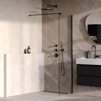 BRAUER Oblivion inloopdouche helder glas 60x200 incl. glascoating mat zwart - thumbnail