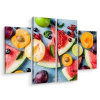 Schilderij - Fruit is gezond, 4 luik, premium print, multikleur - thumbnail