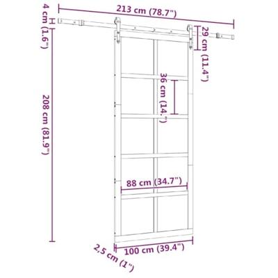 Schuifdeur Bruin 100 x 208 cm Massief grenenhout