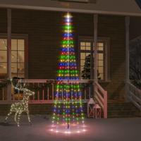 Vlaggenmast kerstboom 310 LED's meerkleurig 300 cm - thumbnail
