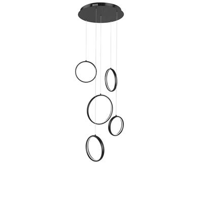 Highlight Design hanglampOlympia zwart 5 cirkels - H5799.01