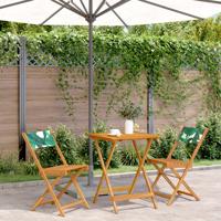 3-delige Bistroset bladpatroon stof en massief hout - thumbnail