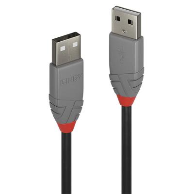LINDY 36693 USB-kabel USB 2.0 USB-A stekker, USB-A stekker 2.00 m Zwart, Grijs