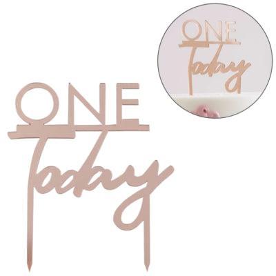 Ginger Ray taarttopper one today rosegoudkleurig 11 cm | 20 stuks