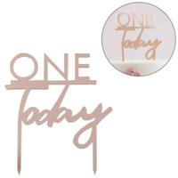 Ginger Ray taarttopper one today rosegoudkleurig 11 cm | 20 stuks - thumbnail