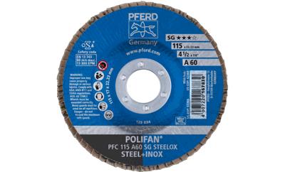 PFERD TOOLS 67706115 PFC 115 A 60 SG STEELOX Lamellenschijf Diameter 115 mm Boordiameter 22.23 mm RVS, Staal 10 stuk(s)