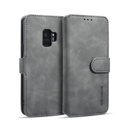 Dg. MING retro olie kant horizontale flip case met houder & kaartsleuven & portemonnee voor Galaxy S9 (grijs)