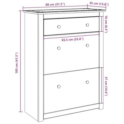Schoenenkast Panama 80x35x105 cm massief grenenhout