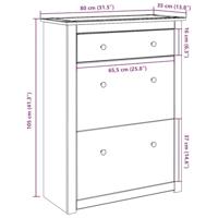 Schoenenkast Panama 80x35x105 cm massief grenenhout - thumbnail