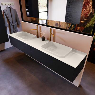 Badkamermeubelset Mondiaz Erin 200 cm met 2 Lades met RIDGE Wastafel Dubbel Linen met 2 kraangaten Greeploos Mat Urban Badkamermeubelset Mondiaz Erin 200 cm met 2 Lades met RIDGE Wastafel Dubbel Linen met 2 kraangaten Greeploos Mat Urban