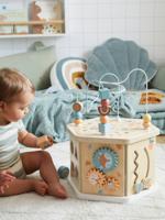 Grote zeshoekige activiteitenkubus in FSC¨-hout beige - thumbnail