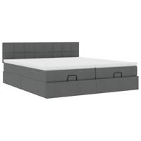 Ottoman bed met matrassen 200x200cm stof donkergrijs - thumbnail