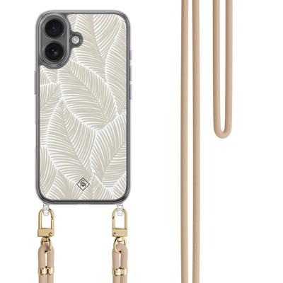 iPhone 16 hoesje met beige koord - Palm leaves beige iPhone 16 hoesje met beige koord - Palm leaves beige
