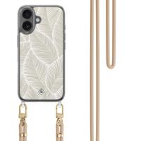 iPhone 16 hoesje met beige koord - Palm leaves beige - thumbnail