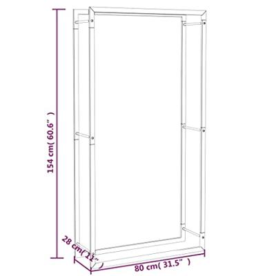 Haardhoutrek 80x28x154 cm staal matzwart