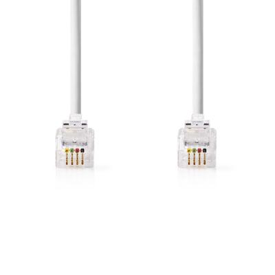Telefoonkabel | RJ10 male - RJ10 male | 2,0 m | Wit