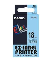 Casio XR-18X1 Labeltape Kunststof Tapekleur: Transparant Tekstkleur: Zwart 18 mm 8 m - thumbnail