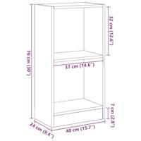 Boekenkast 40x24x76 cm spaanplaat zwart eikenkleurig - thumbnail