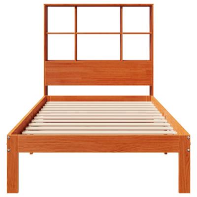 Bed met boekenkast zonder matras grenenhout wasbruin 135x190 cm