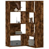 Boekenkast 4-laags hoek 85x85x140 cm bewerkt hout gerookt eiken - thumbnail