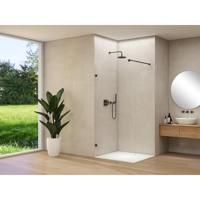 Van Rijn Products ST01 vaste wand - 108x200cm - helder glas - - dikte 8mm - stabilisatiestang - muurklemmen - zwart ST01500110HEZWK - thumbnail