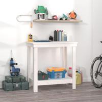 VidaXL Werkbank 80x50x80 cm massief grenenhout wit - thumbnail