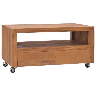 VidaXL Tv-meubel met wielen 80x50x42 cm massief teakhout VidaXL Tv-meubel met wielen 80x50x42 cm massief teakhout