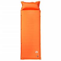 Kampeermatras met kussen zelfopblazend 1-persoons oranje - thumbnail