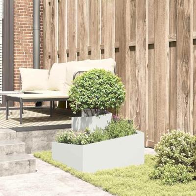 VidaXL Tuin bloempot wit 60 x 60 x 50 cm koudgewalst staal VidaXL Tuin bloempot wit 60 x 60 x 50 cm koudgewalst staal