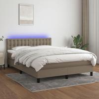 Boxspring met matras en LED stof taupe 140x190 cm - thumbnail