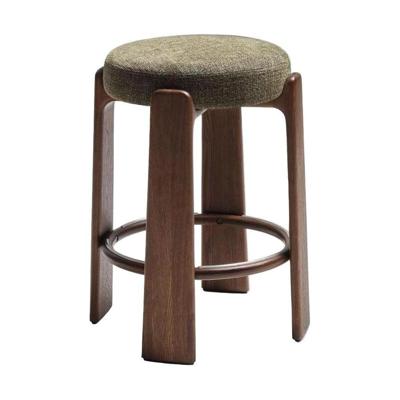 Kave Home Granite barkruk H75 zonder rugleuning chenille Groen/walnoot