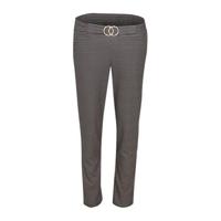 Cassis slim fit broek met pied-de-poule zwart/beige/wit - thumbnail